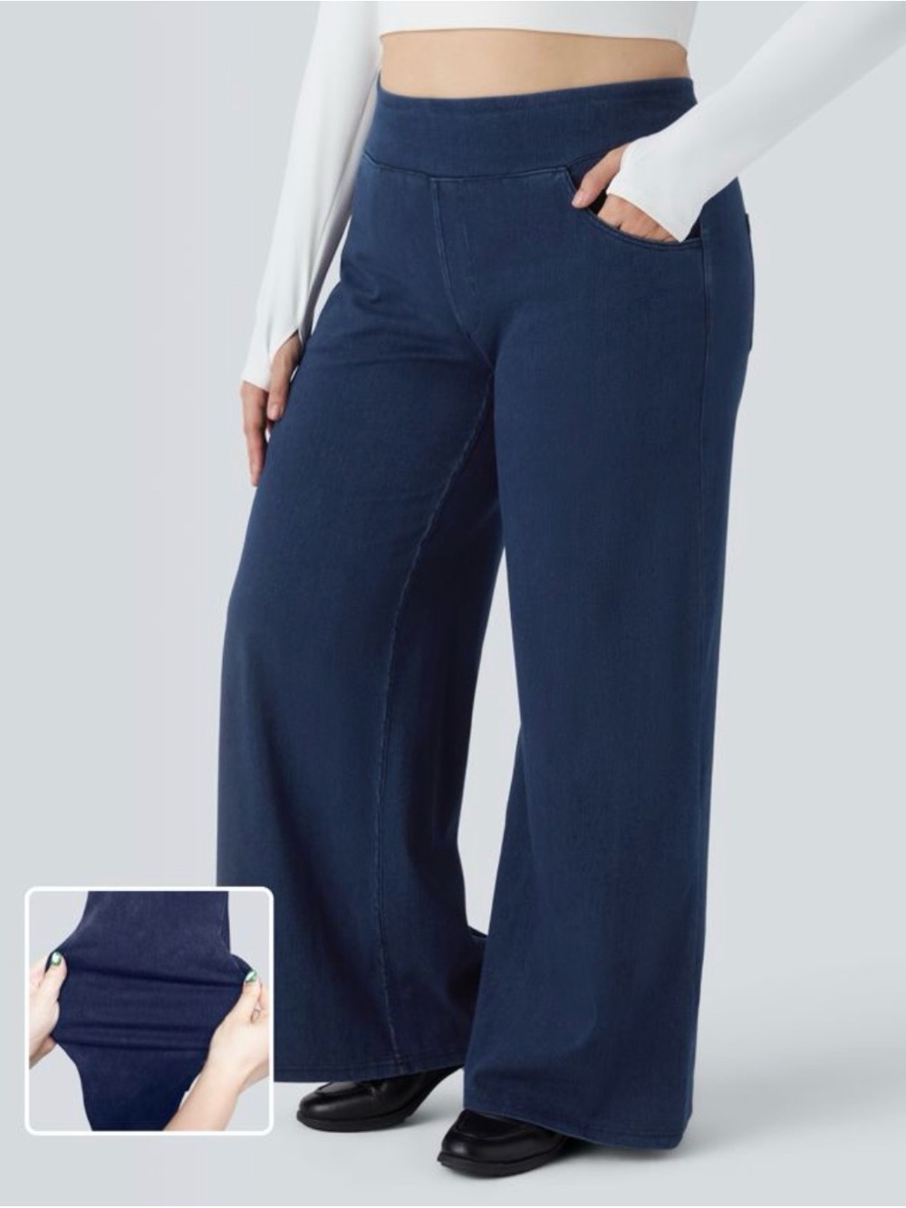 Halara Flex™ High Waisted Pockets Baggy Wide Leg Loose Casual Jeans